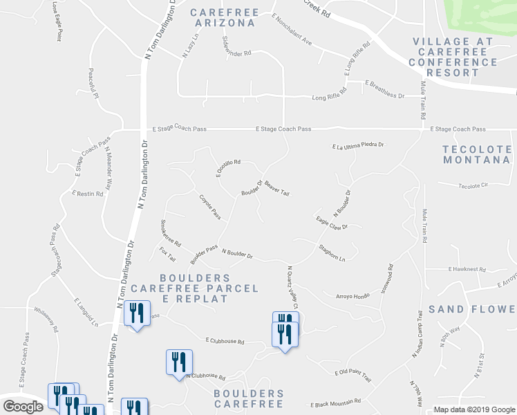 map of restaurants, bars, coffee shops, grocery stores, and more near 1250 East Indian Basket Lane in Scottsdale