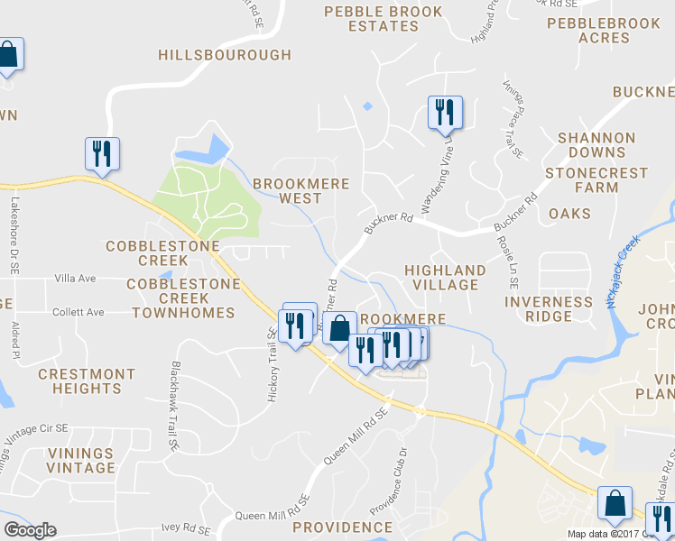 map of restaurants, bars, coffee shops, grocery stores, and more near 866 Buckner Road in Mableton