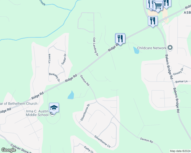 map of restaurants, bars, coffee shops, grocery stores, and more near 125 Oak Landing Drive South in Douglasville
