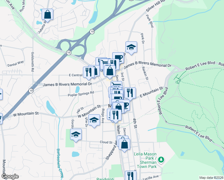map of restaurants, bars, coffee shops, grocery stores, and more near 1014 Main Street in Stone Mountain