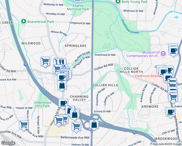 map of restaurants, bars, coffee shops, grocery stores, and more near 2014 U.S. 41 in Atlanta
