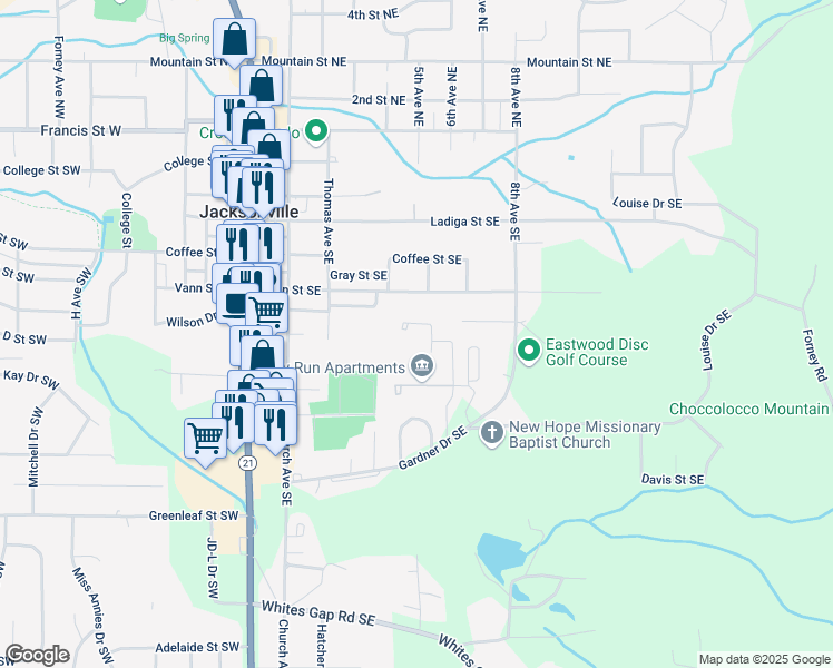 map of restaurants, bars, coffee shops, grocery stores, and more near 710 Lynn Drive Southeast in Jacksonville