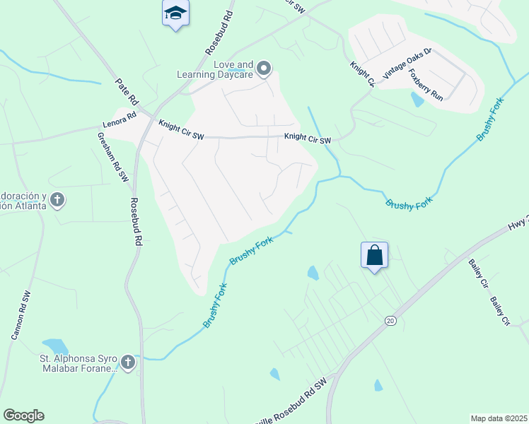 map of restaurants, bars, coffee shops, grocery stores, and more near 4461 Ivy View Court in Loganville