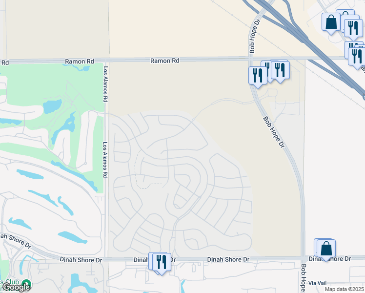 map of restaurants, bars, coffee shops, grocery stores, and more near 101 Zinfandel in Rancho Mirage