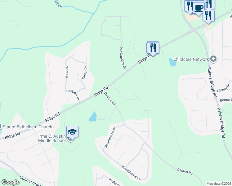 map of restaurants, bars, coffee shops, grocery stores, and more near 87 Oak Landing Drive South in Douglasville