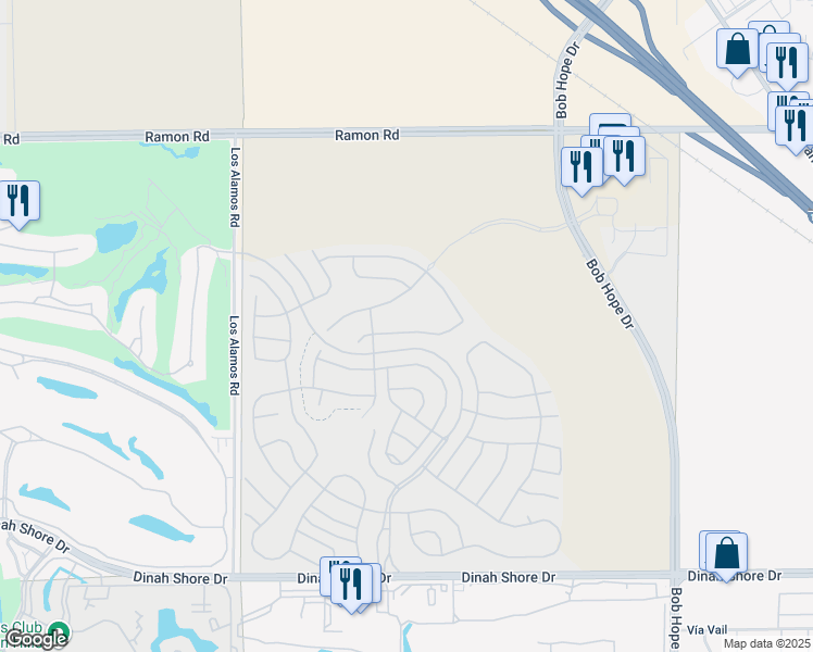 map of restaurants, bars, coffee shops, grocery stores, and more near 101 Zinfandel in Rancho Mirage