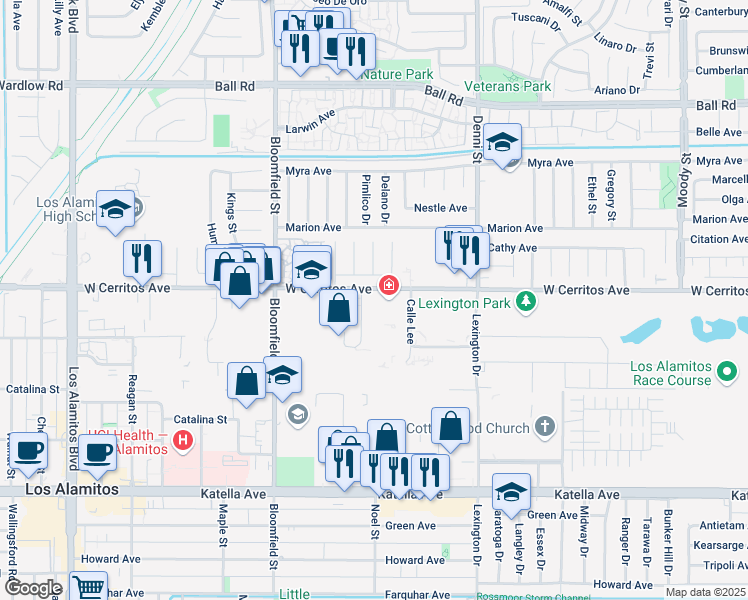 map of restaurants, bars, coffee shops, grocery stores, and more near 4260 West Cerritos Avenue in Los Alamitos