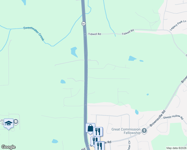 map of restaurants, bars, coffee shops, grocery stores, and more near 35 Pilgrim Lane in Powder Springs