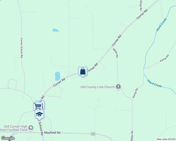map of restaurants, bars, coffee shops, grocery stores, and more near 2906 Corner Road in Warrior