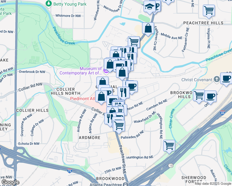 map of restaurants, bars, coffee shops, grocery stores, and more near in Atlanta