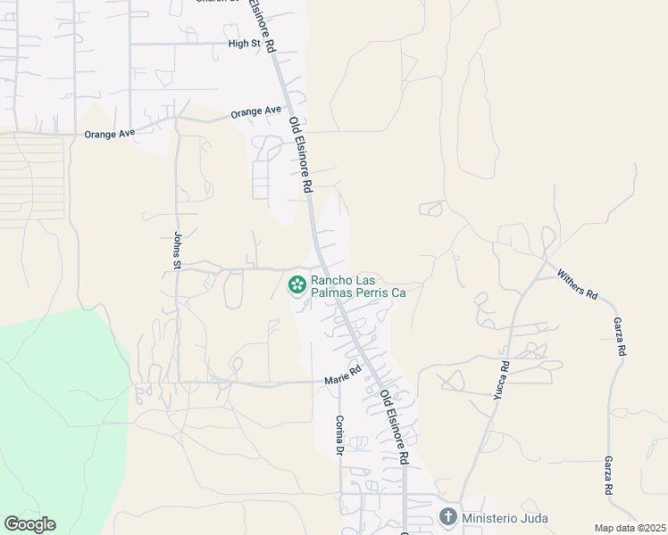 map of restaurants, bars, coffee shops, grocery stores, and more near 21370 Old Elsinore Road in Perris