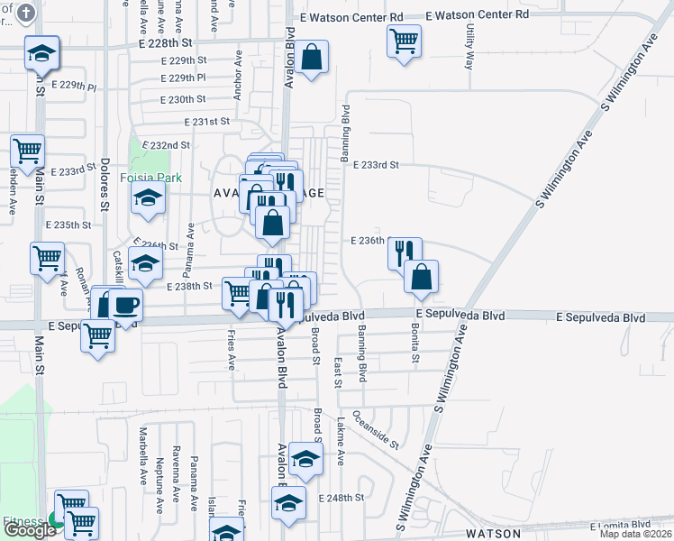 map of restaurants, bars, coffee shops, grocery stores, and more near 12 Hickock Lane in Carson
