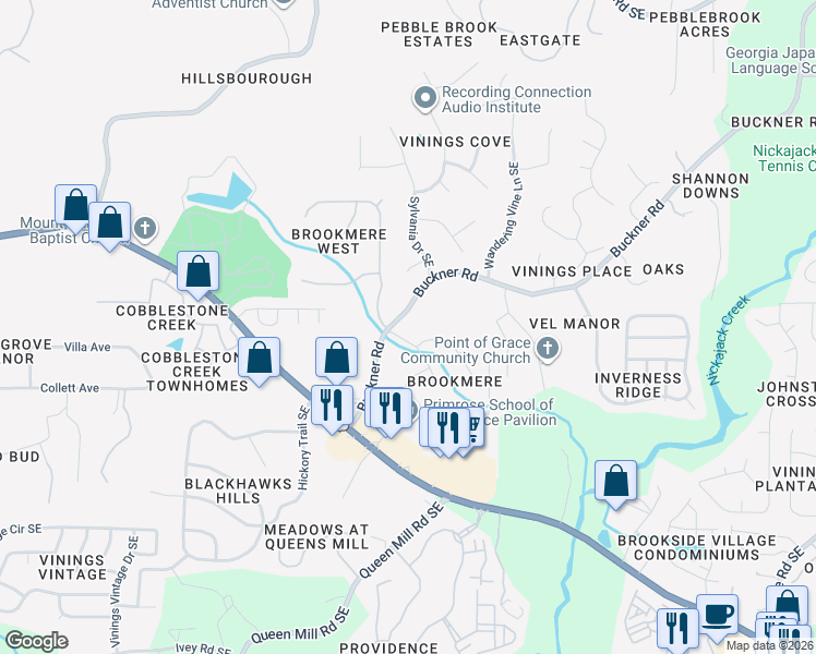 map of restaurants, bars, coffee shops, grocery stores, and more near 866 Buckner Road in Mableton