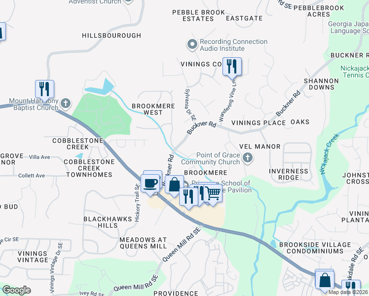 map of restaurants, bars, coffee shops, grocery stores, and more near 866 Buckner Road in Mableton