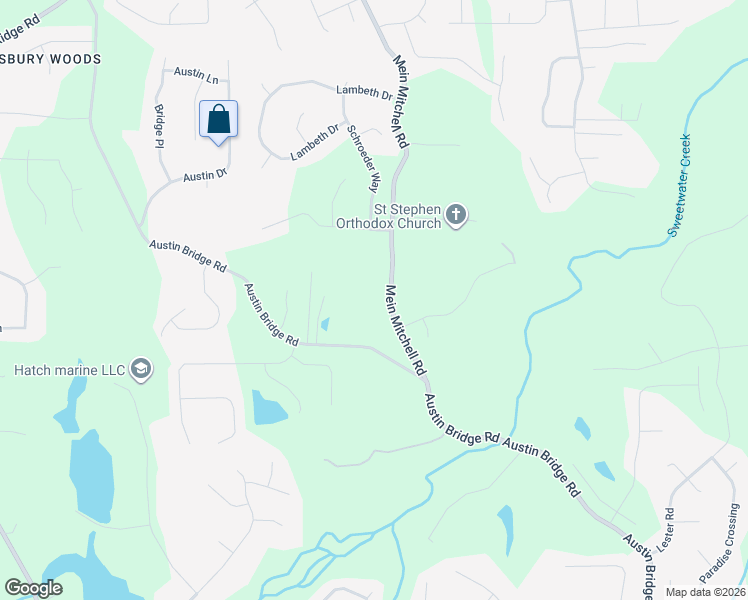 map of restaurants, bars, coffee shops, grocery stores, and more near 1240 Mein Mitchell Road in Hiram