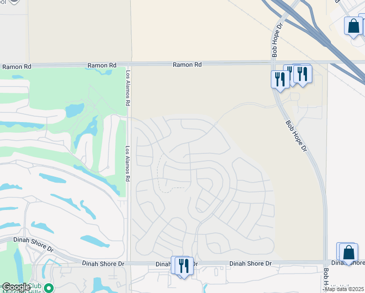 map of restaurants, bars, coffee shops, grocery stores, and more near 23 Magnum in Rancho Mirage