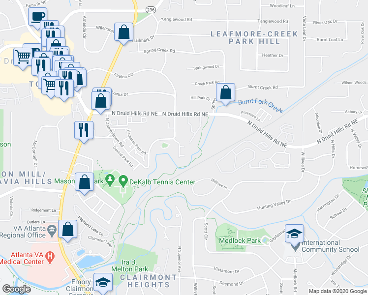 map of restaurants, bars, coffee shops, grocery stores, and more near 1059 Blackshear Drive in Decatur