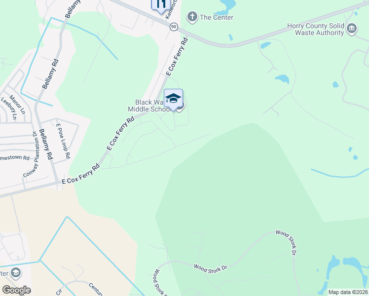 map of restaurants, bars, coffee shops, grocery stores, and more near 900 East Cox Ferry Road in Conway