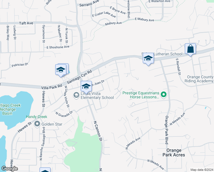 map of restaurants, bars, coffee shops, grocery stores, and more near 1328 North Catalina Street in Orange
