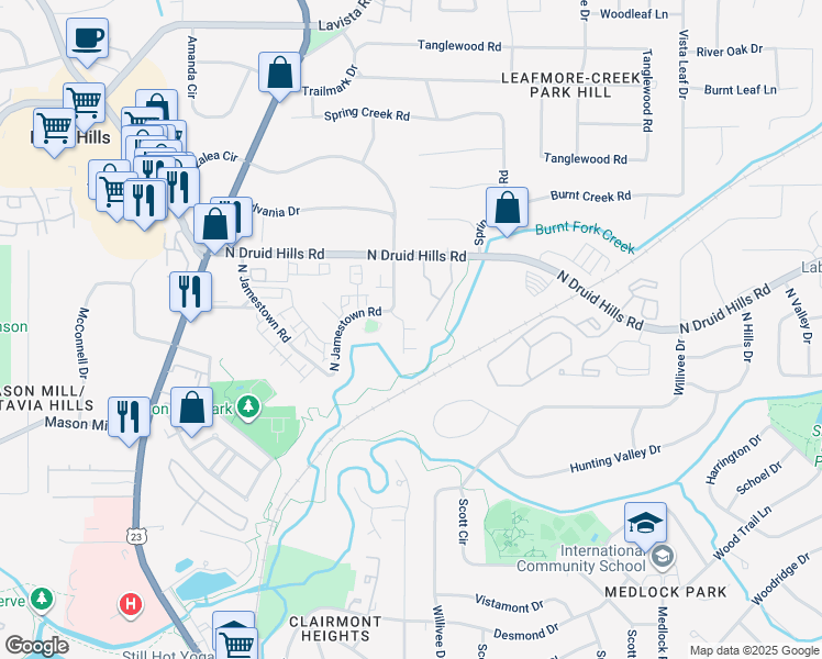 map of restaurants, bars, coffee shops, grocery stores, and more near 1059 Blackshear Drive in Decatur