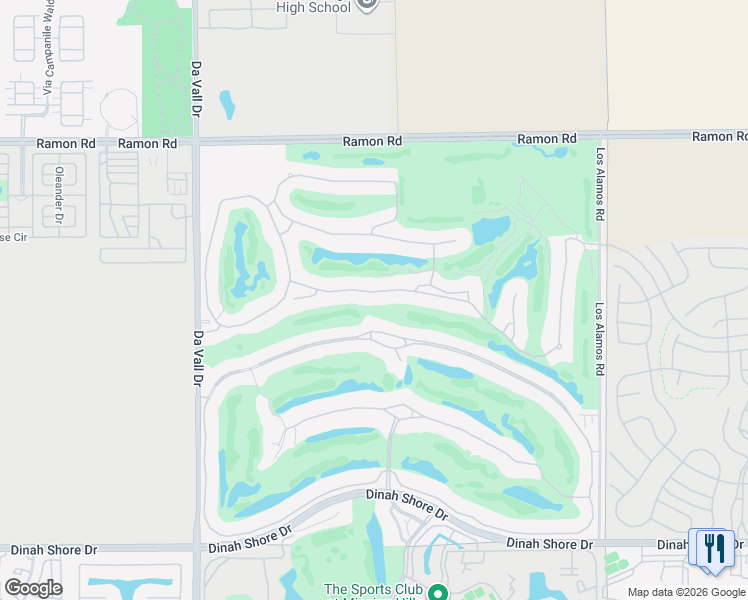 map of restaurants, bars, coffee shops, grocery stores, and more near 86 Vía Bella in Rancho Mirage