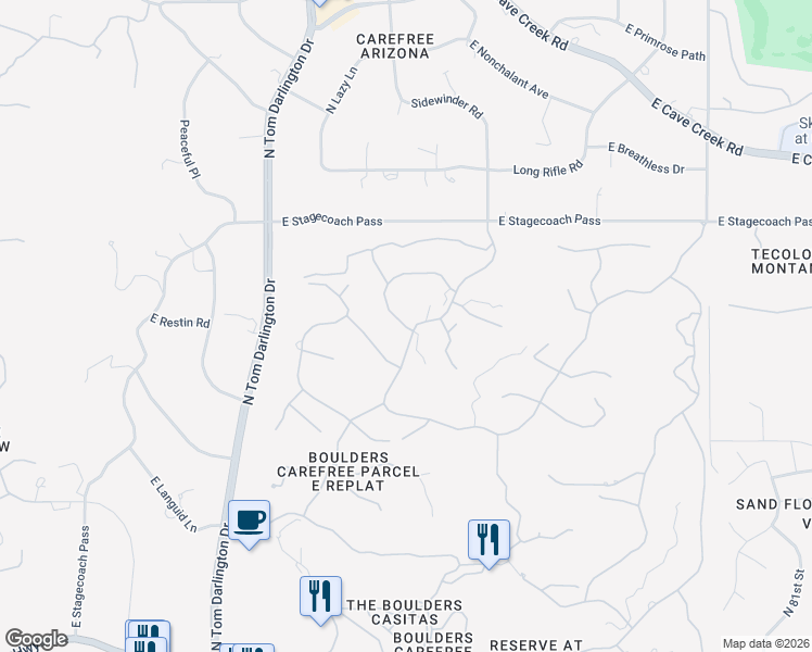 map of restaurants, bars, coffee shops, grocery stores, and more near East Ocotillo Road in Scottsdale