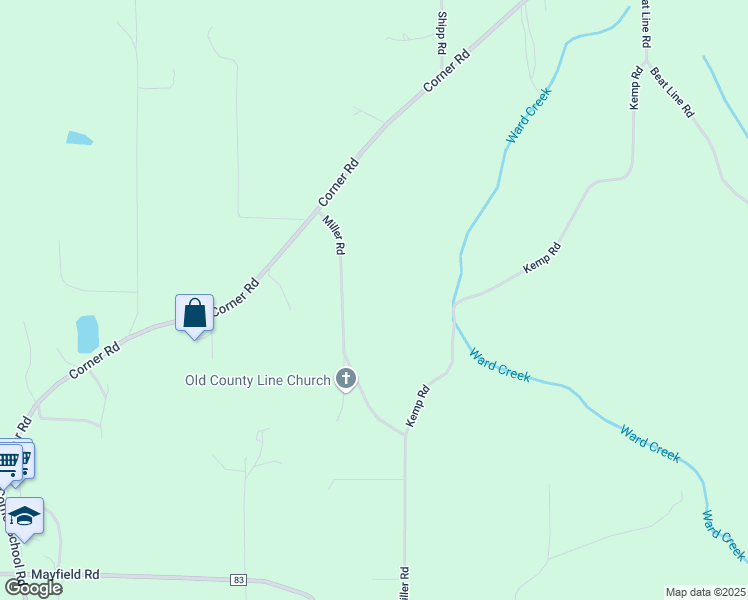 map of restaurants, bars, coffee shops, grocery stores, and more near 9385 Miller Road in Warrior
