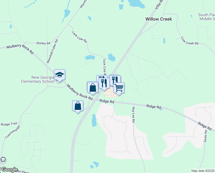 map of restaurants, bars, coffee shops, grocery stores, and more near 7949 Villa Rica Highway in Dallas