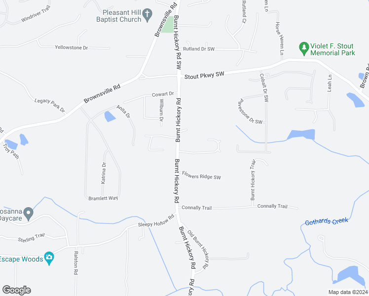 map of restaurants, bars, coffee shops, grocery stores, and more near 5748 Graceland Drive Southwest in Powder Springs