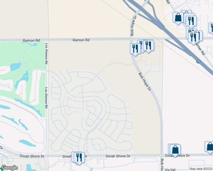 map of restaurants, bars, coffee shops, grocery stores, and more near 70 Zinfandel in Rancho Mirage