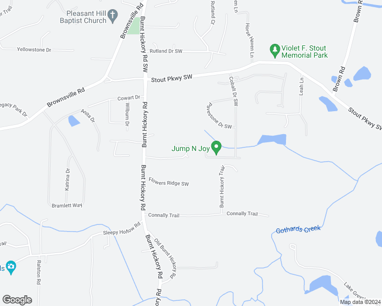 map of restaurants, bars, coffee shops, grocery stores, and more near 5721 Graceland Drive Southwest in Powder Springs