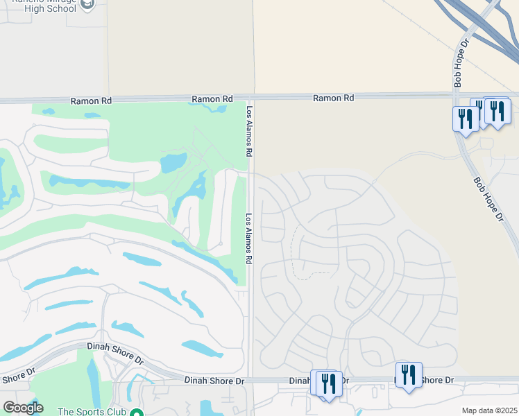 map of restaurants, bars, coffee shops, grocery stores, and more near 82 Cork Tree in Rancho Mirage