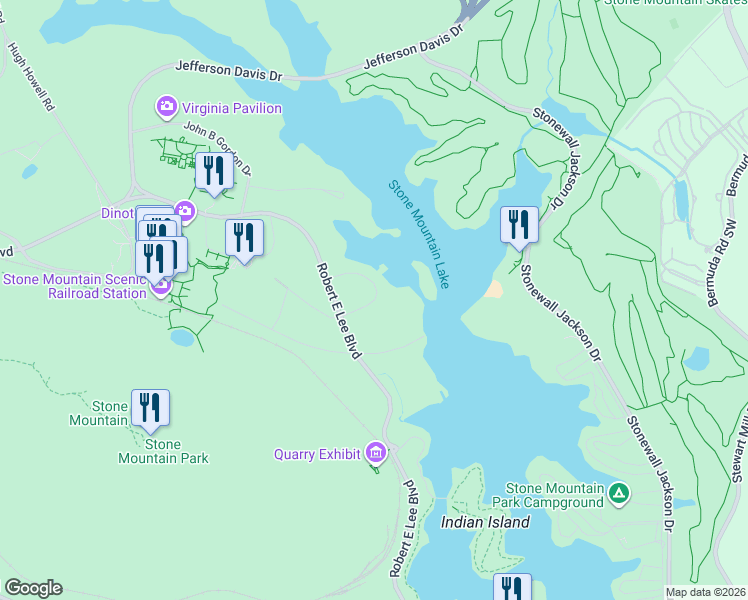 map of restaurants, bars, coffee shops, grocery stores, and more near in Stone Mountain