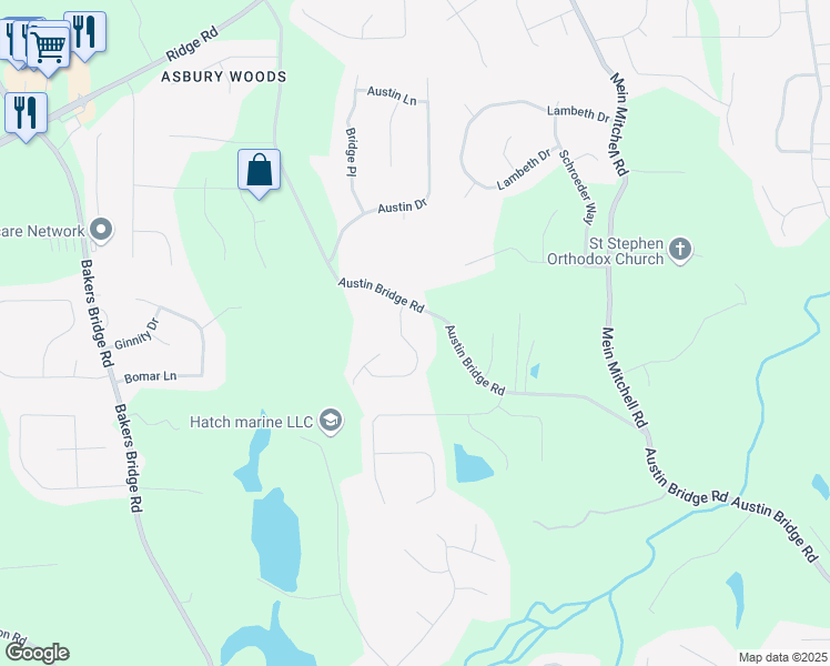 map of restaurants, bars, coffee shops, grocery stores, and more near 81 Bridgemill Drive in Douglasville