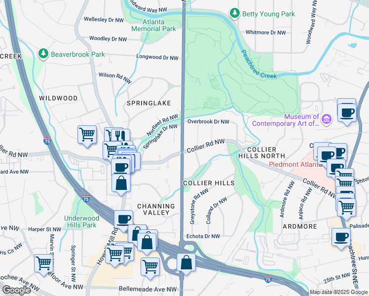 map of restaurants, bars, coffee shops, grocery stores, and more near 2014 U.S. 41 in Atlanta