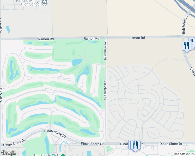 map of restaurants, bars, coffee shops, grocery stores, and more near 30 Vía Bella in Rancho Mirage