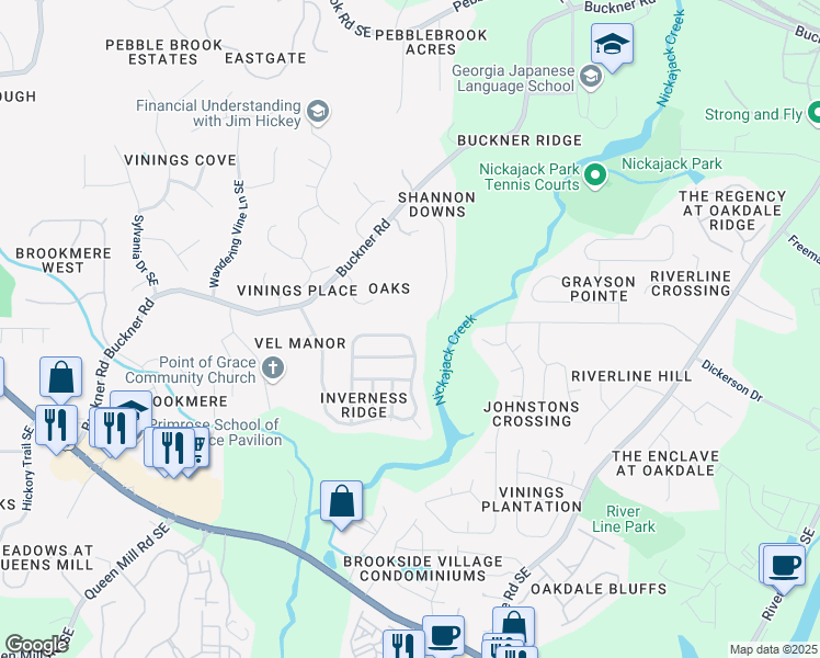 map of restaurants, bars, coffee shops, grocery stores, and more near 5976 Rosie Lane Southeast in Mableton