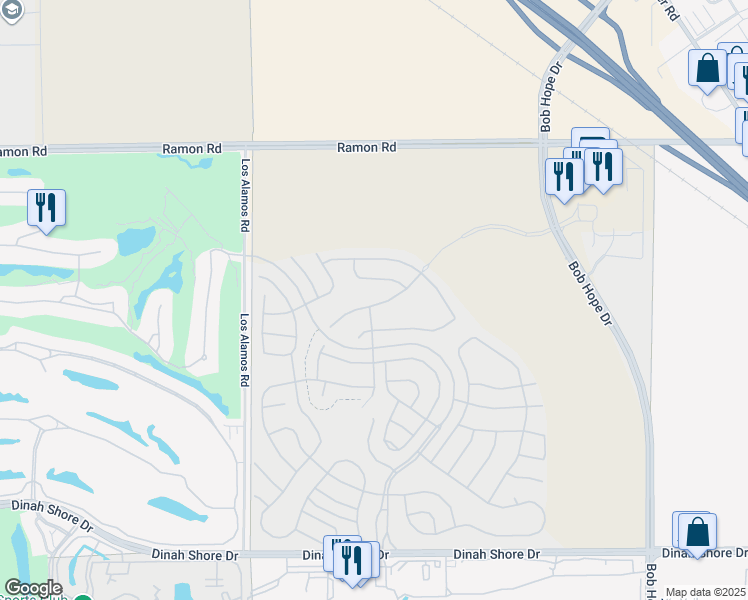 map of restaurants, bars, coffee shops, grocery stores, and more near 34 Magnum in Rancho Mirage