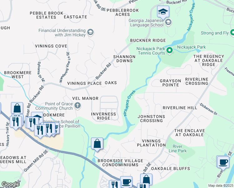 map of restaurants, bars, coffee shops, grocery stores, and more near 5976 Rosie Lane Southeast in Mableton
