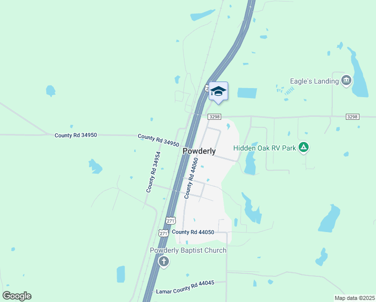 map of restaurants, bars, coffee shops, grocery stores, and more near in Powderly