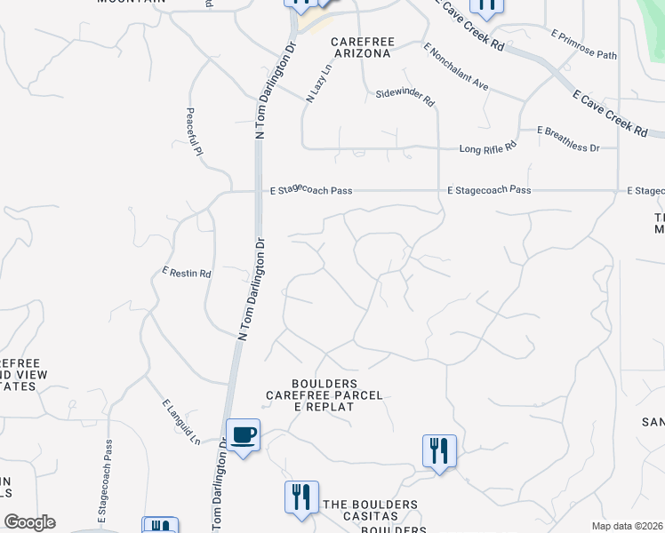 map of restaurants, bars, coffee shops, grocery stores, and more near 1314 East Coyote Washington Drive in Carefree