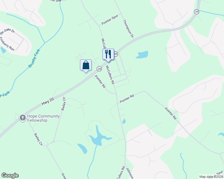 map of restaurants, bars, coffee shops, grocery stores, and more near 3992 McCullers Road in Loganville