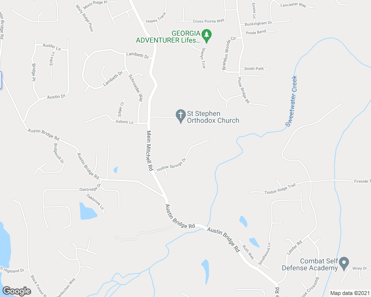 map of restaurants, bars, coffee shops, grocery stores, and more near 227 Hollow Springs Drive in Hiram