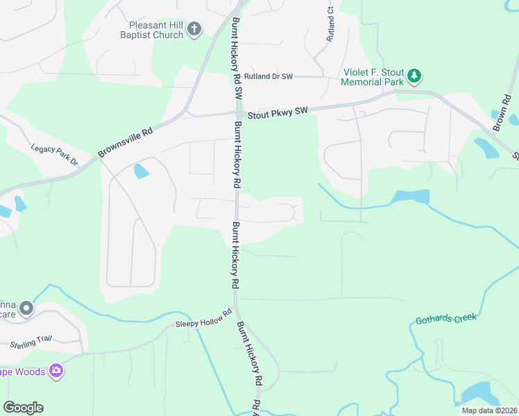 map of restaurants, bars, coffee shops, grocery stores, and more near 5955 Burnt Hickory Road in Powder Springs