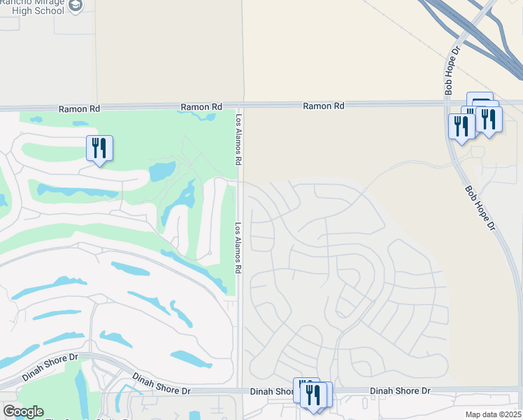 map of restaurants, bars, coffee shops, grocery stores, and more near 17 Cork Tree in Rancho Mirage