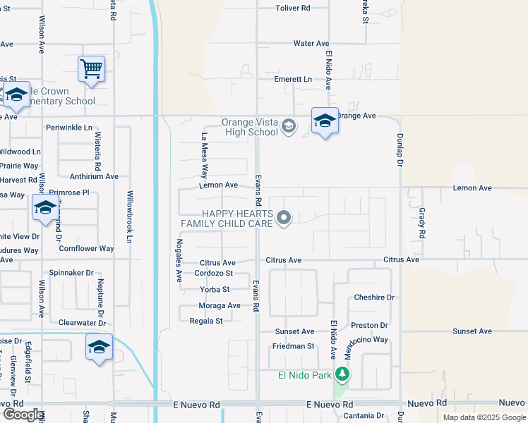 map of restaurants, bars, coffee shops, grocery stores, and more near in Perris