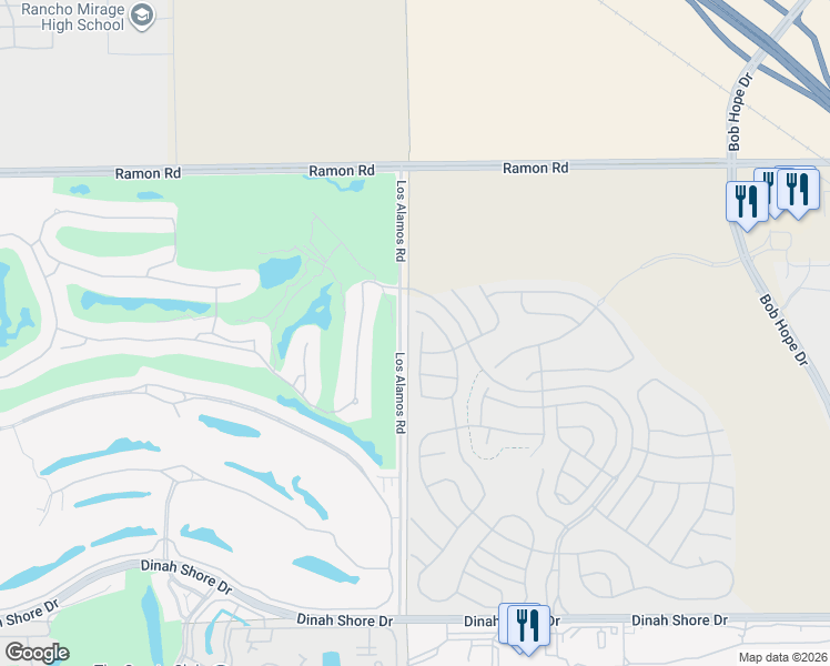 map of restaurants, bars, coffee shops, grocery stores, and more near 88 Cork Tree in Rancho Mirage