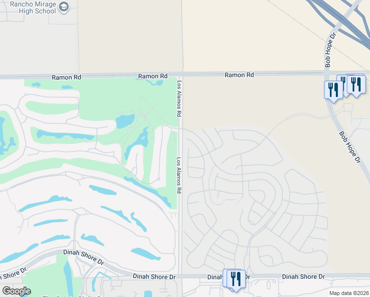map of restaurants, bars, coffee shops, grocery stores, and more near 86 Cork Tree in Rancho Mirage