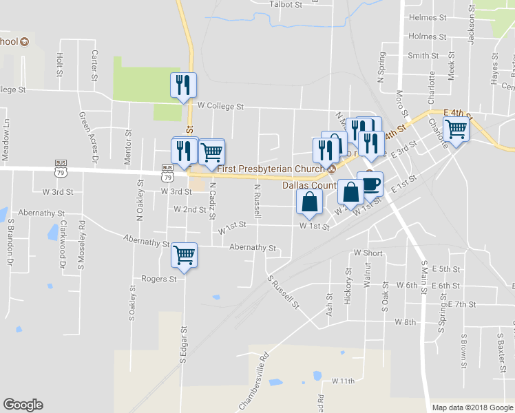 map of restaurants, bars, coffee shops, grocery stores, and more near W 2nd in Fordyce