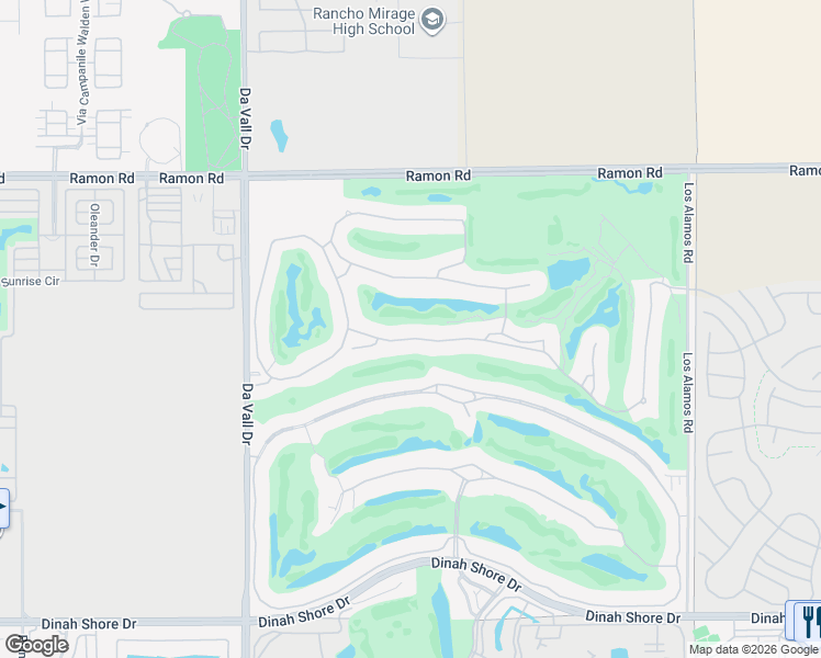 map of restaurants, bars, coffee shops, grocery stores, and more near 95 Vía Bella in Rancho Mirage